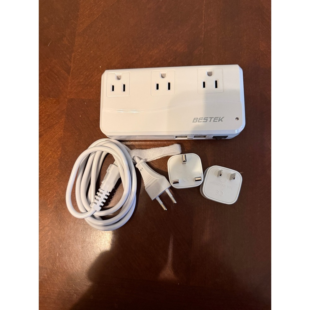 Bestek 250W Portable Power Converter Travel Adapter 3 AC Outlets 4 USB